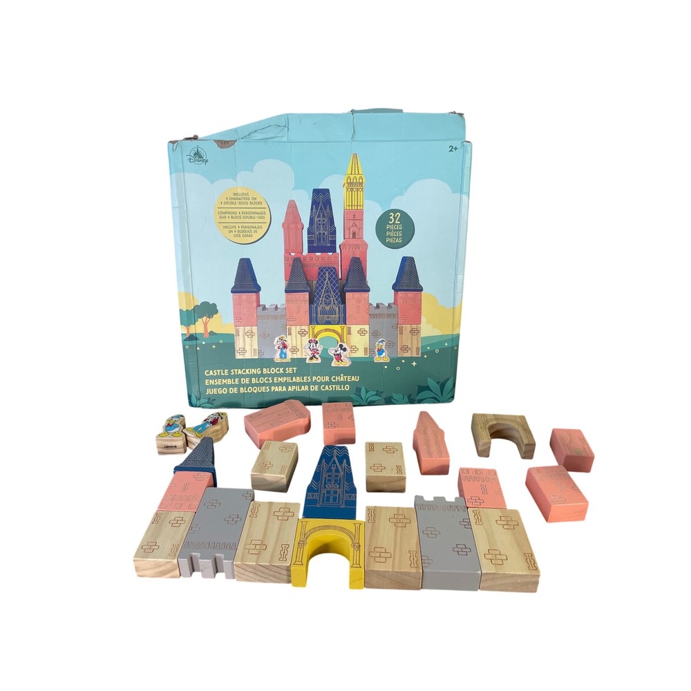 Disney Parks Wooden Castle Stacking Building Blocks Replacement Parts Lot 20pc